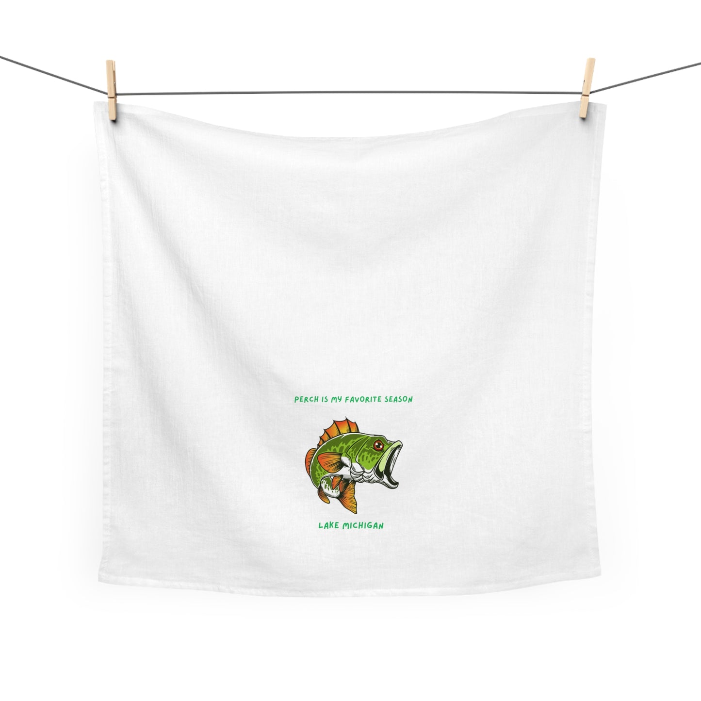 Perch is my favorite season-Lake Michigan-Tea Towel