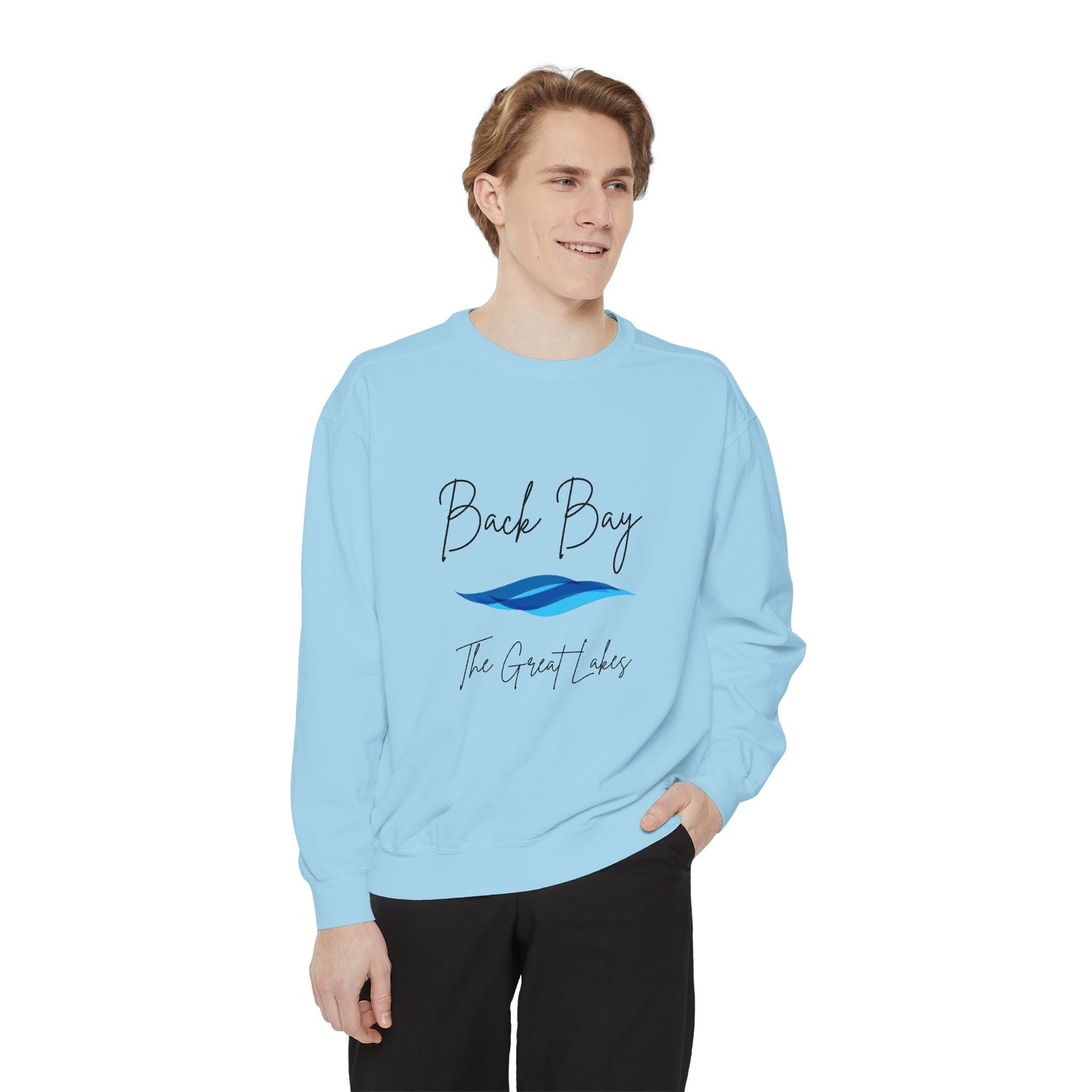 Aria's Back Bay-The Great Lakes-Black Writing Cursive-Luxurious Unisex Sweatshirt