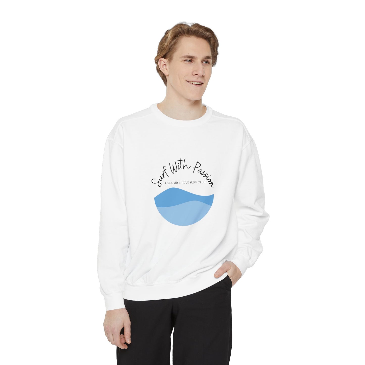 Surf With Passion-Lake Michigan-Luxurious Unisex Sweatshirt