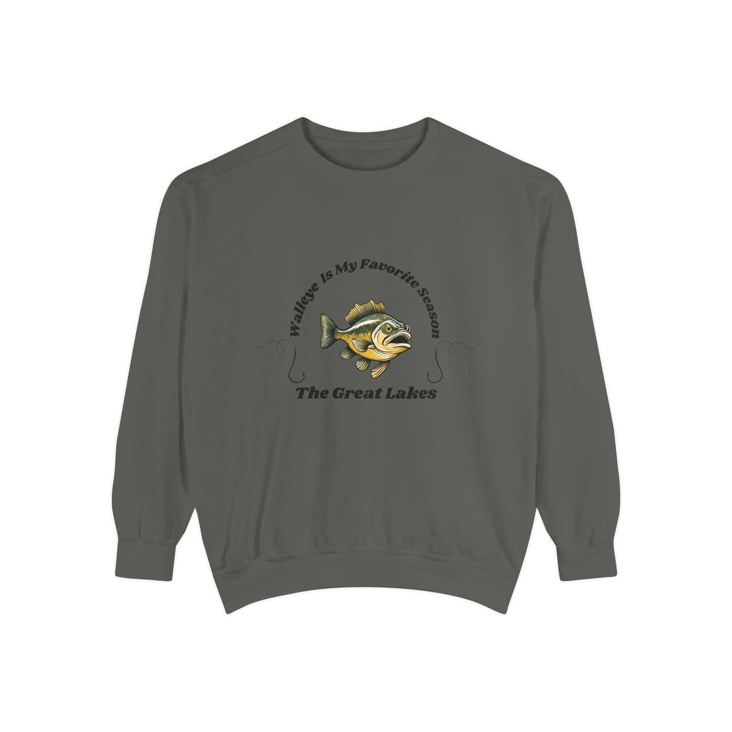 Luxurious Great Lakes style sweatshirt with walleye design, unisex comfort.