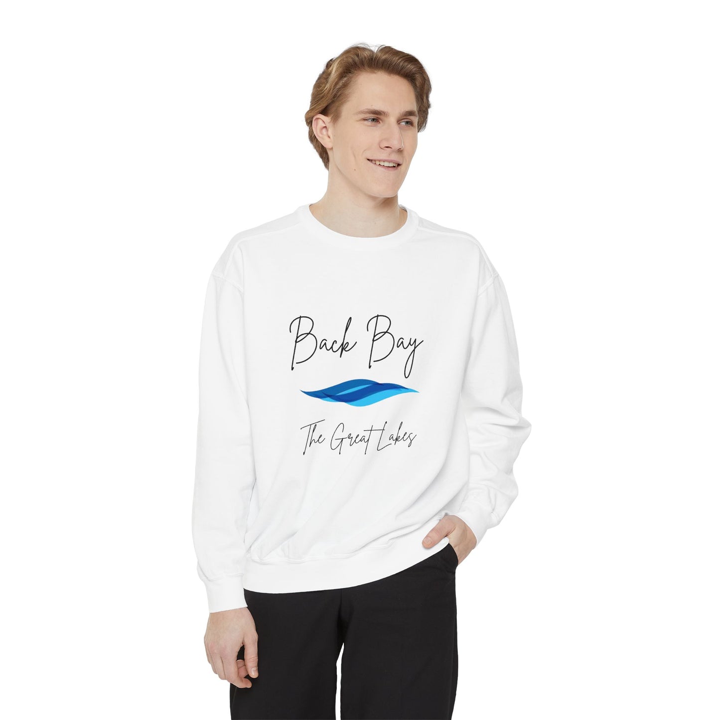 Aria's Back Bay-The Great Lakes-Black Writing Cursive-Luxurious Unisex Sweatshirt