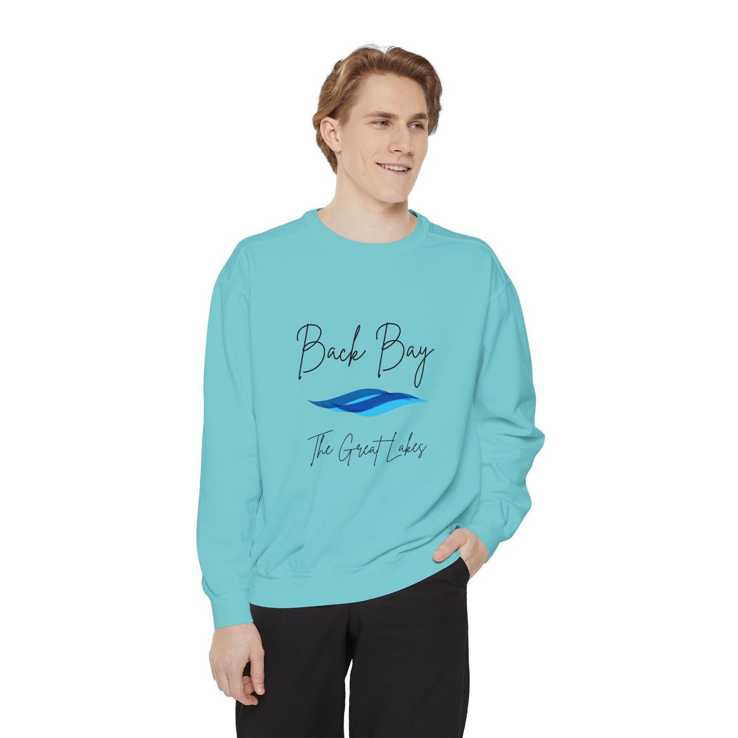 Aria's Back Bay-The Great Lakes-Black Writing Cursive-Luxurious Unisex Sweatshirt