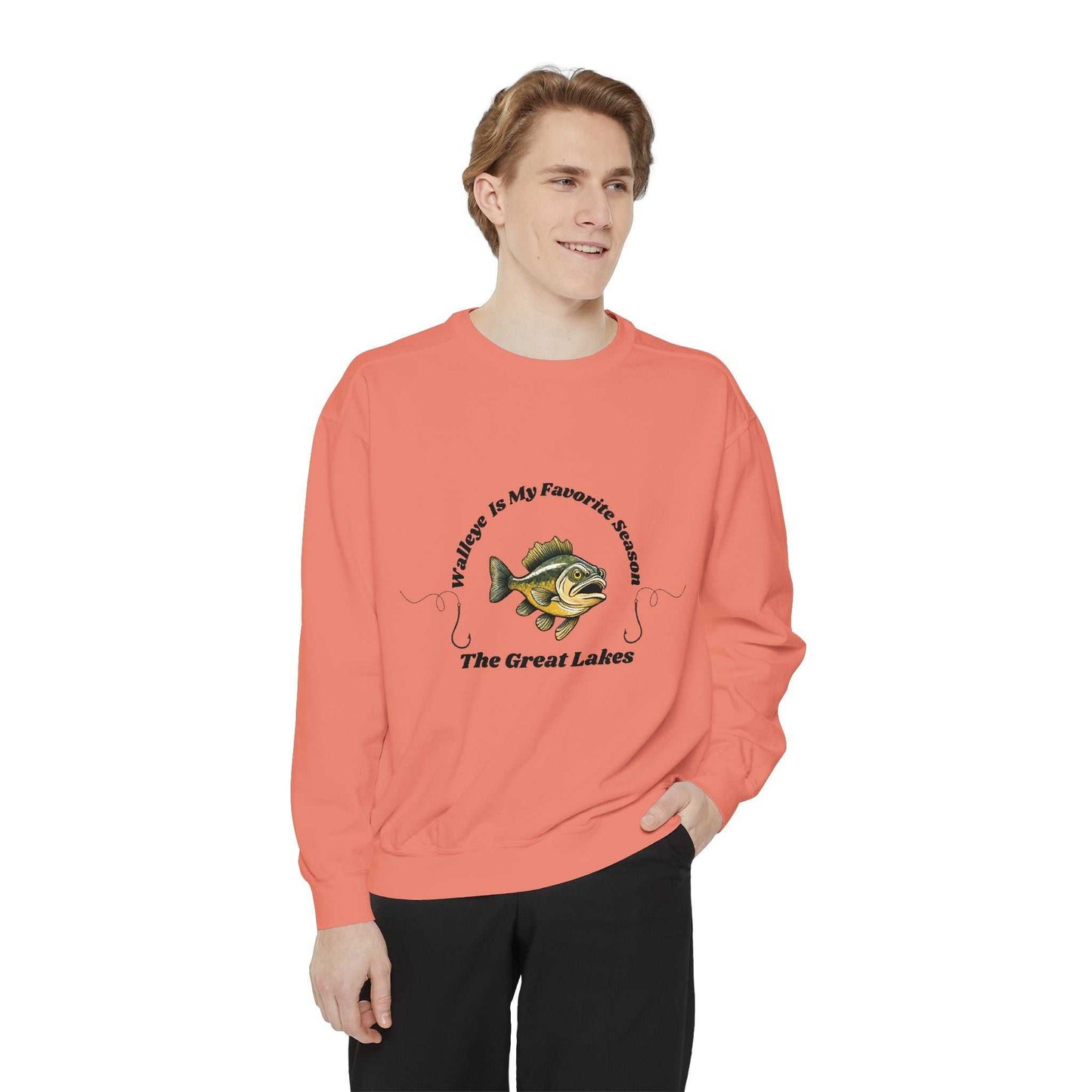 Luxurious unisex sweatshirt with Walleye design celebrating the Great Lakes, perfect for casual wear and colder seasons.