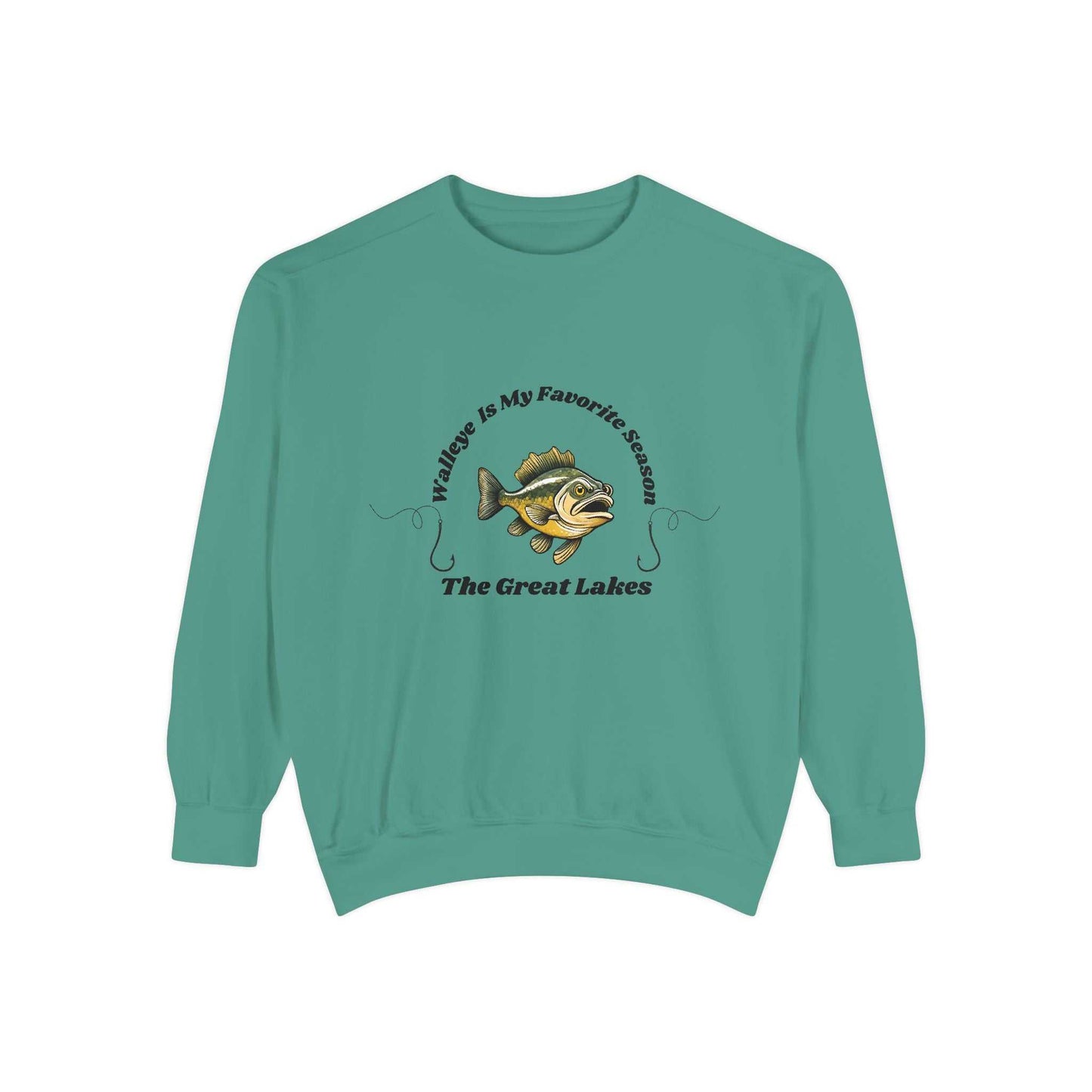 Luxurious unisex sweatshirt with a Walleye design and Great Lakes theme.