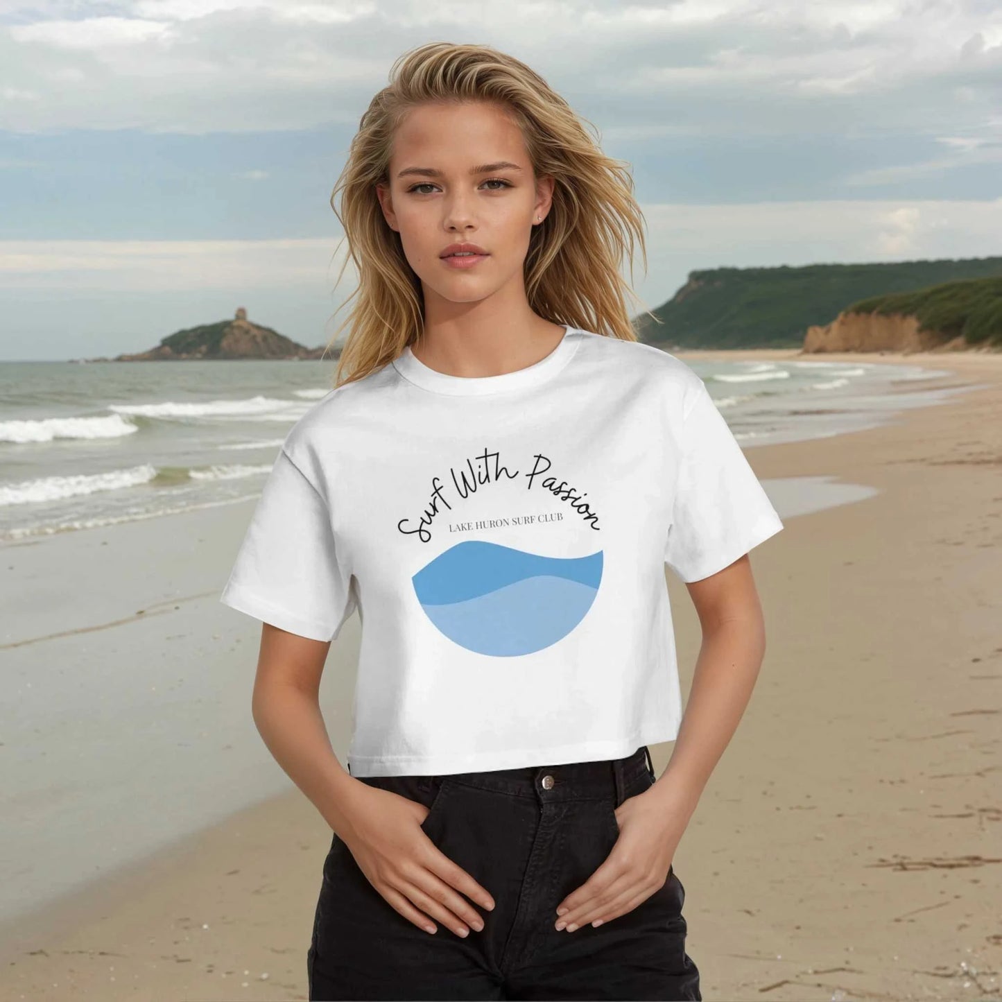 SurfWith Passion-Lake Huron-Cropped T-Shirt Women's Champion Heritage