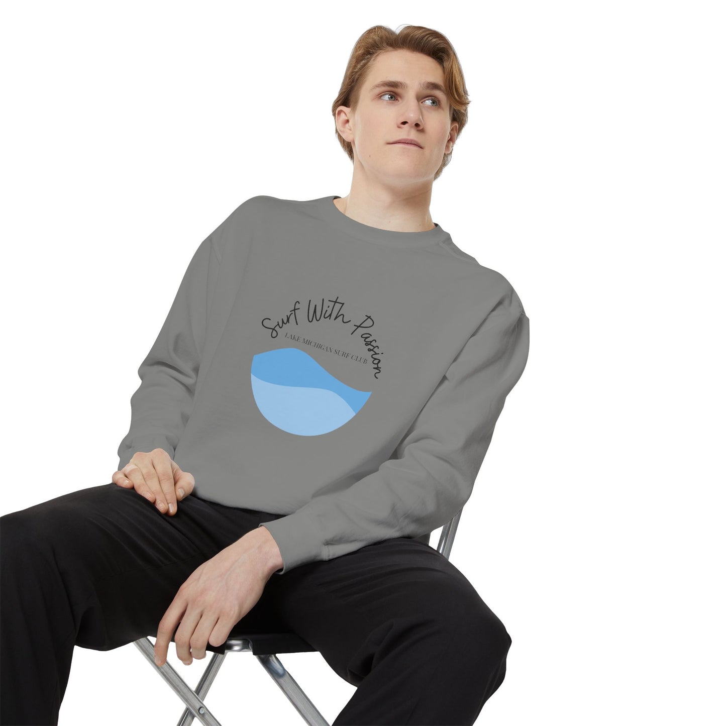 Surf With Passion-Lake Michigan-Luxurious Unisex Sweatshirt